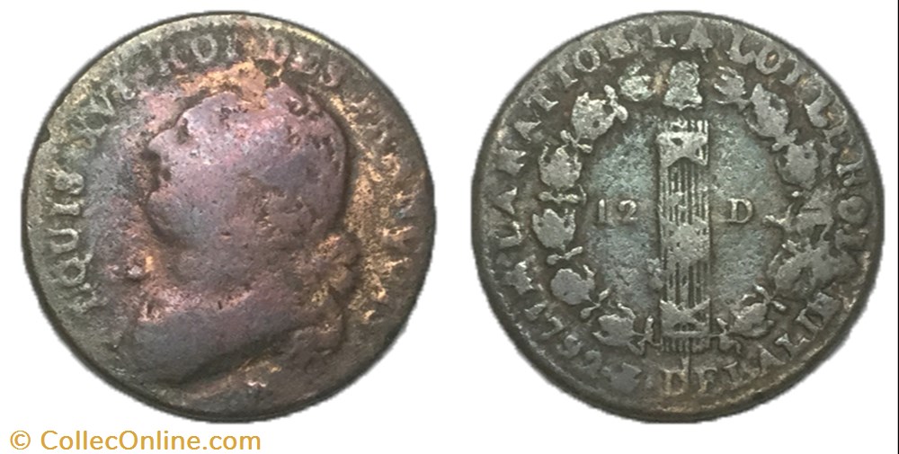 12 deniers dit au faisceau Louis XVI 1792 B monnaie france moderne 12 deniers dit au faisceau louis xvi 1792 b