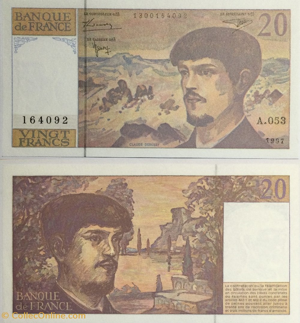 20 Francs DEBUSSY Modifié FRANCE 1997 F.66ter.02 billets europe 20 francs debussy modifie france 1997 f 66ter 02