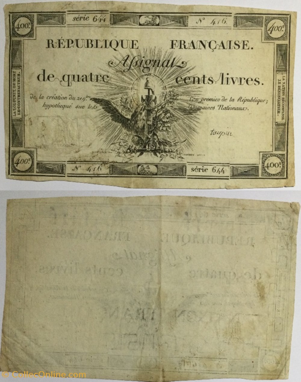 billets europe 400 livres france 1792 ass 38a