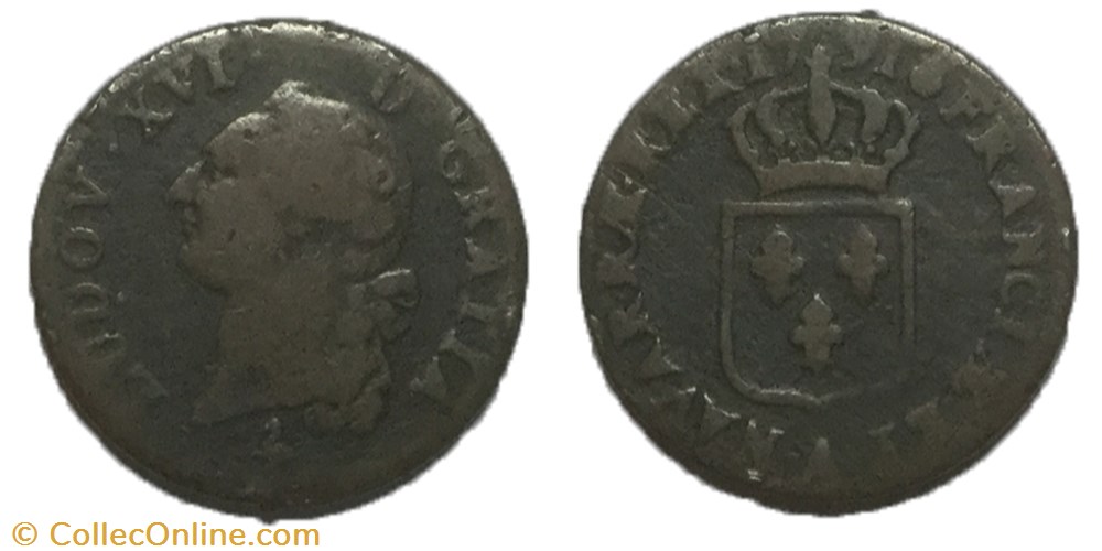 Sol dit à l'écu Louis XVI 1791 A monnaie france royale sol dit a ecu louis xvi 1791 a