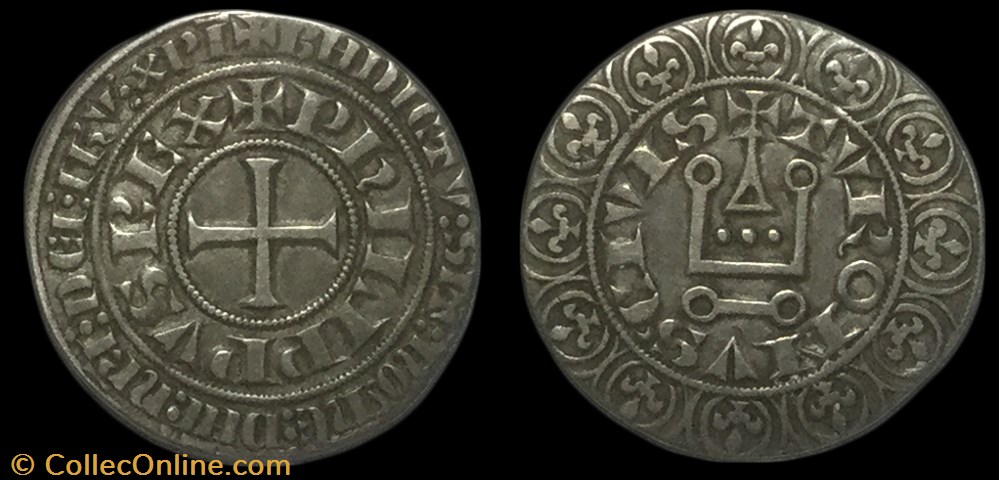 Gros tournois à l'O rond n.d. s.l. PHILIPPE V LE LONG monnaies europe medievale france royales gros tournois a o rond n d s l philippe v le long
