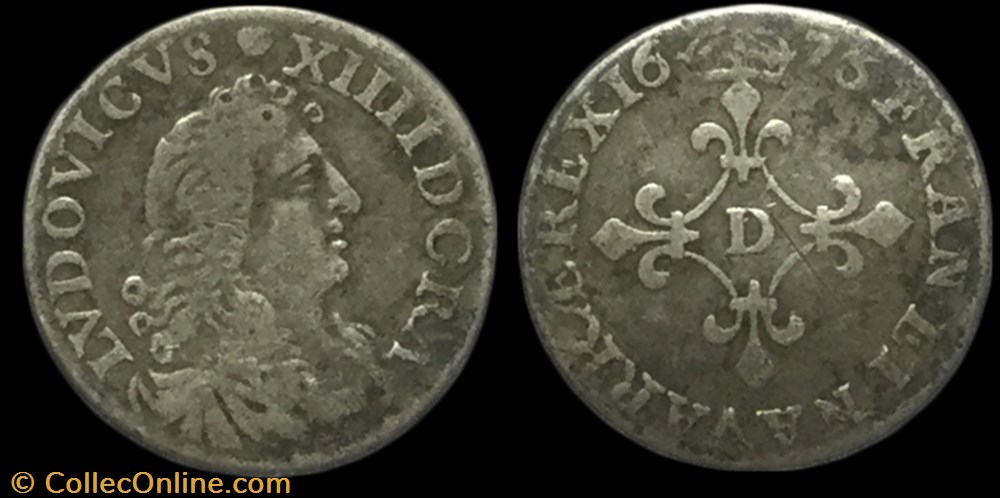 Quatre sols dits "des traitants" 1676 Lyon ou Vimy-en-Lyonnais LOUIS XIV LE GRAND OU LE ROI SOLEIL monnaie france royale quatre sols dits des traitants 1676 lyon ou vimy en lyonnais louis xiv le grand ou le roi soleil