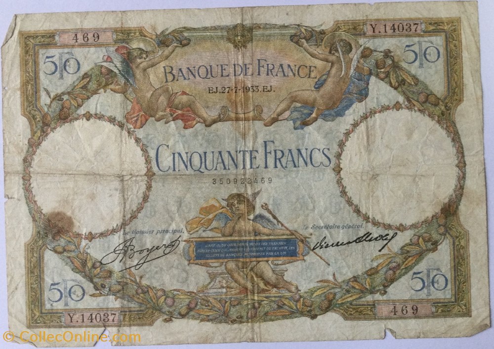 50 Francs LUC OLIVIER MERSON type modifié FRANCE 1933 F.16.04 billets euros 50 francs luc olivier merson type modifie france 1933 f 16 04