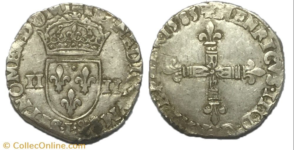 Quart d'écu, croix de face 1585 Bayonne HENRI III monnaie france royale quart ecu croix de face 1585 bayonne henri iii