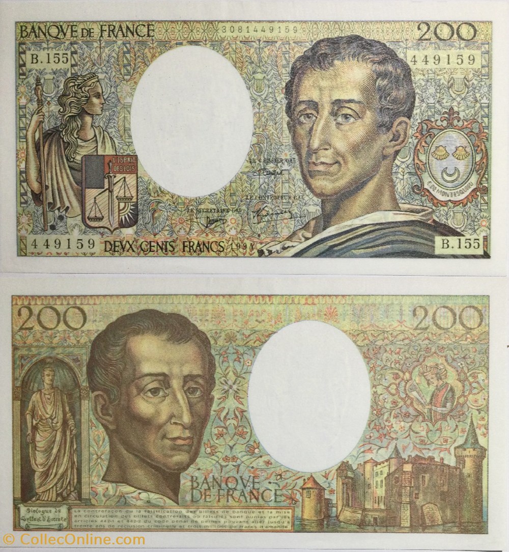 200 Francs MONTESQUIEU Modifié FRANCE 1994 F.70/2.01 billets europe 200 francs montesquieu modifie france 1994 f 70 2 01