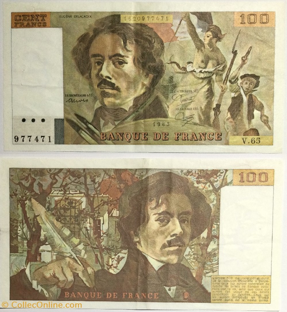 billets europe 100 francs delacroix modifie france 1983 f 69 07