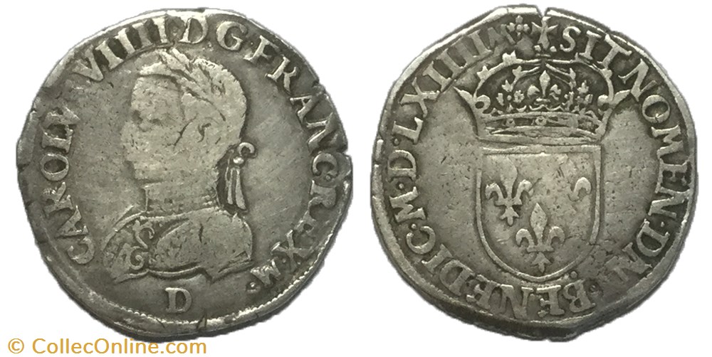 Teston CHARLES IX 1564 D monnaie france royale teston charles ix 1564 d