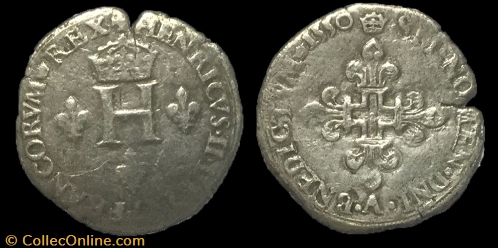 Double sol parisis, ou six blancs ou "gros de Nesle"HENRI II 1550 Paris monnaie france royale double sol parisis ou six blancs ou gros de nesle henri ii 1550 paris