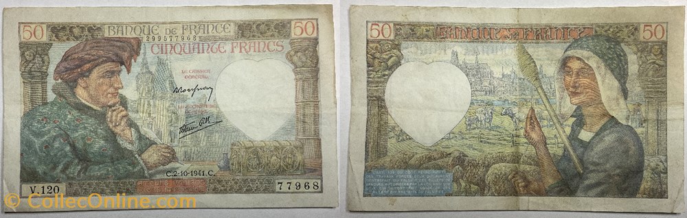 50 francs jacques cœur 2/10/1941 alphabet 120 lettre V unique billets europe france 50 francs jacques c ur 2 10 1941 alphabet 120 lettre v unique