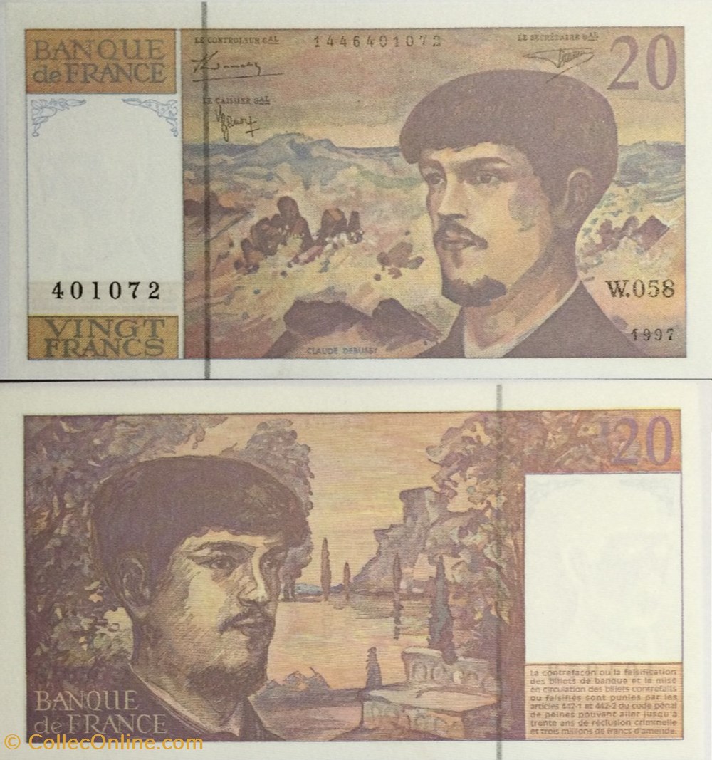 20 Francs DEBUSSY Modifié FRANCE 1997 F.66ter.02 billets europe 20 francs debussy modifie france 1997 f 66ter 02