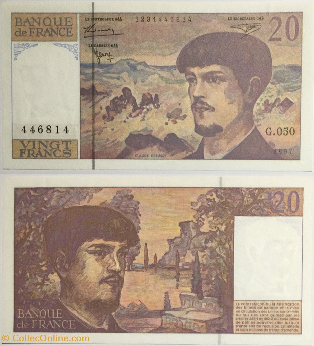 20 Francs DEBUSSY modifié Lot FRANCE 1997 F.66ter.02 billets europe 20 francs debussy modifie lot france 1997 f 66ter 02