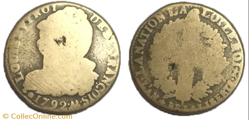2 sols dit au faisceau 1793. M. monnaie france moderne 2 sols dit au faisceau 1793 m