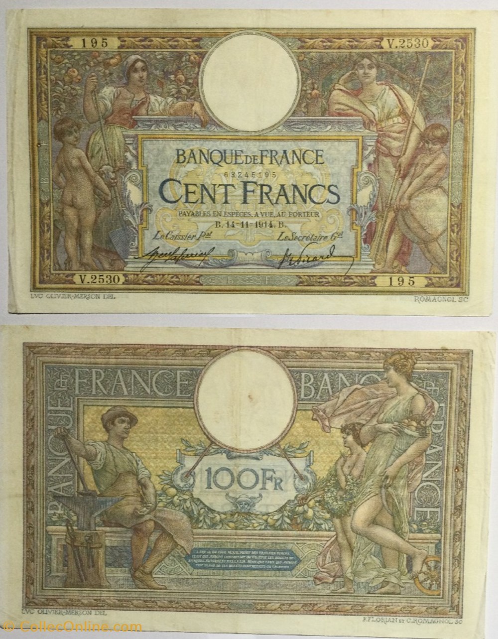 100 Francs LUC OLIVIER MERSON sans LOM FRANCE 1914 F.23.06 billets europe 100 francs luc olivier merson sans lom france 1914 f 23 06