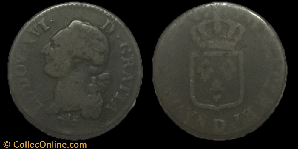 Sol dit à l'écu Louis XVI 1787 D monnaie france royale sol dit a ecu louis xvi 1787 d