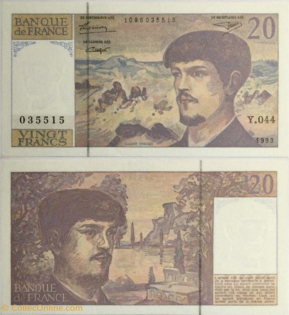 20 Francs DEBUSSY Modifié FRANCE 1993 F.66bis.05 billets europe 20 francs debussy modifie france 1993 f 66bis 05