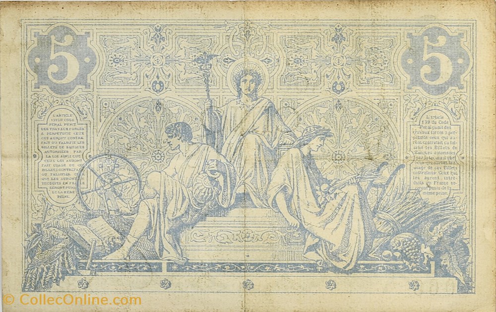 billets europe 5 francs noir france 1873 f 01 24