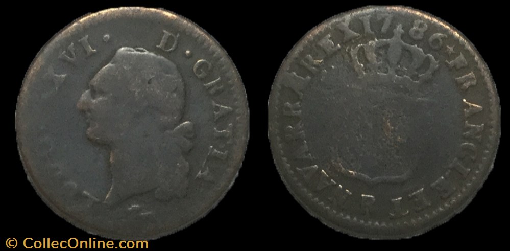 Sol dit à l'écu Louis XVI 1786 R monnaie france royale sol dit a ecu louis xvi 1786 r