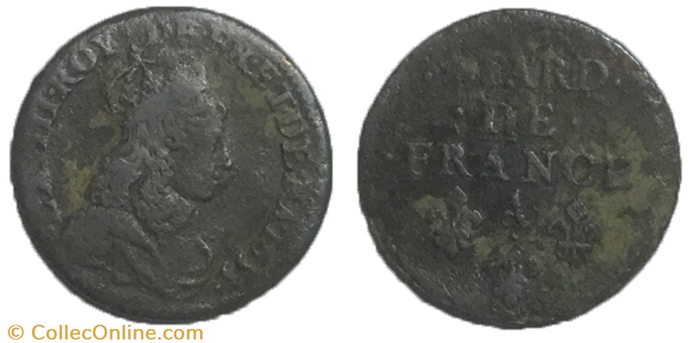 liard de France Louis XIV 1655 A monnaie royale liard de france louis xiv 1655 a