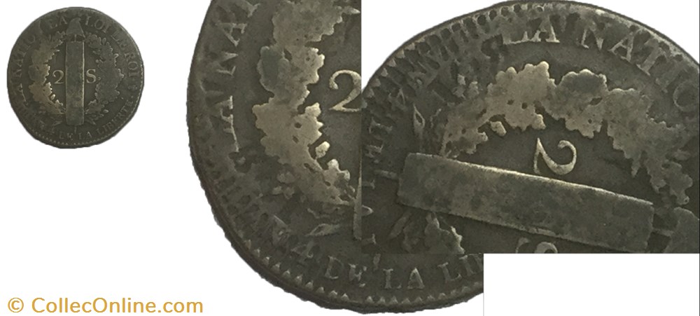 2 sols dit au faisceau 1792 .A. incuse partiel 4 monnaie france moderne 2 sols dit au faisceau 1792 a incuse partiel