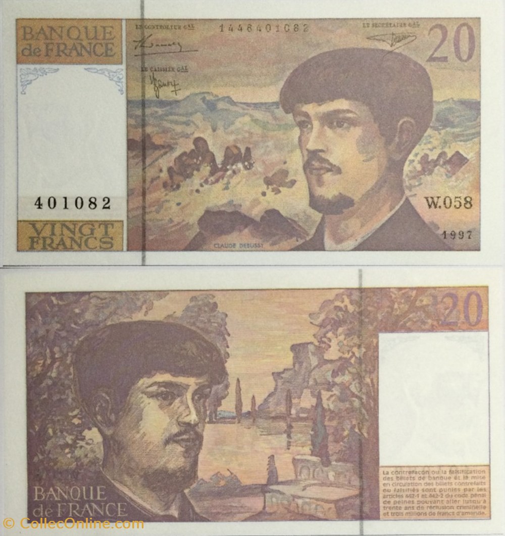 billets europe 20 francs debussy modifie france 1997 f 66ter 02