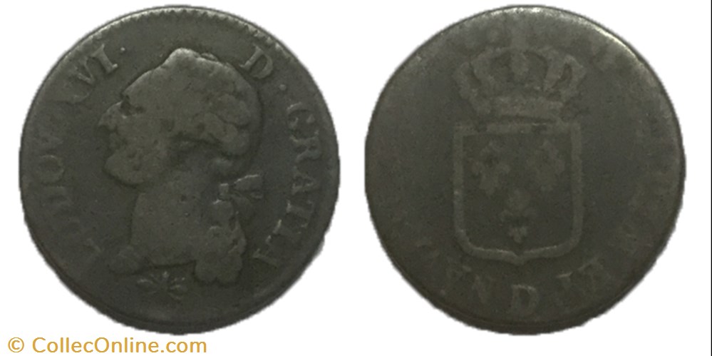 Sol dit à l'écu Louis XVI 1787 D monnaie france royale sol dit a ecu louis xvi 1787 d
