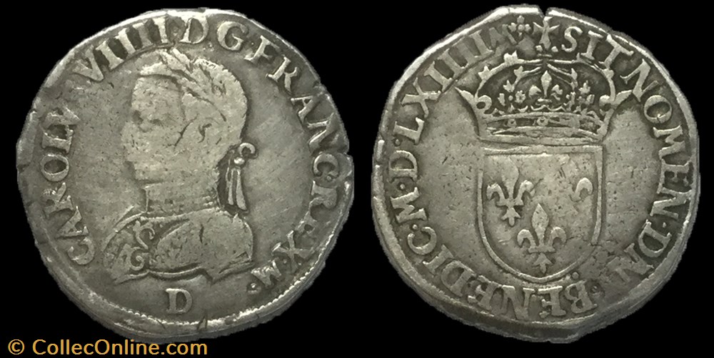 Teston CHARLES IX 1564 D monnaie france royale teston charles ix 1564 d