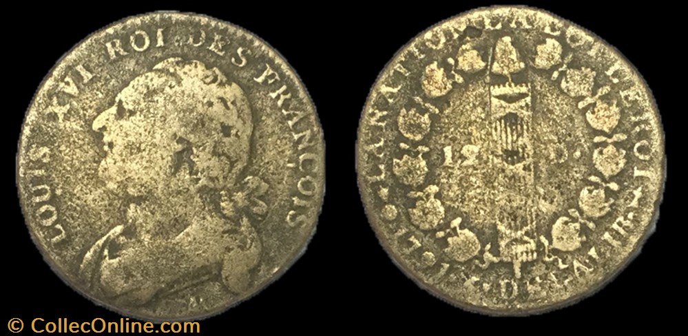 12 deniers dit au faisceau Louis XVI 1791 AA monnaie france royale 12 deniers dit au faisceau louis xvi 1791 aa
