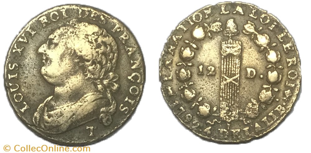monnaie france moderne 12 deniers dit au faisceau louis xvi 1792 t