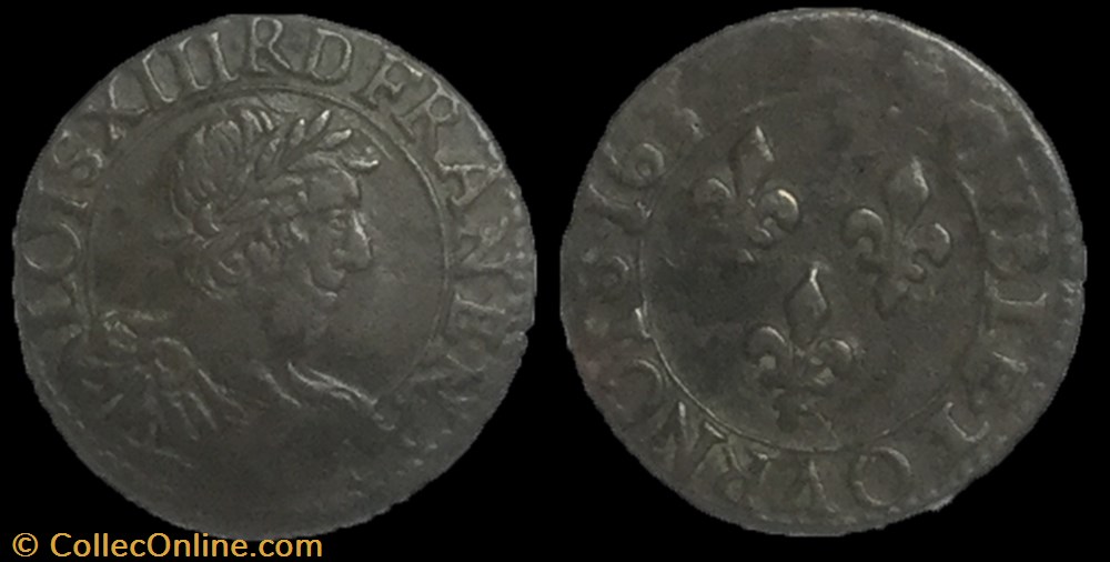 monnaie france a royale double tournois louis xiii le juste 1637 tours