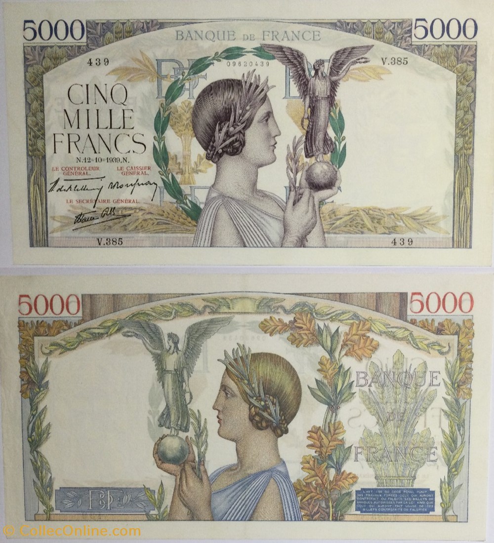 5000 Francs VICTOIRE Impression à plat FRANCE 1939 F.46.14 - Banknotes