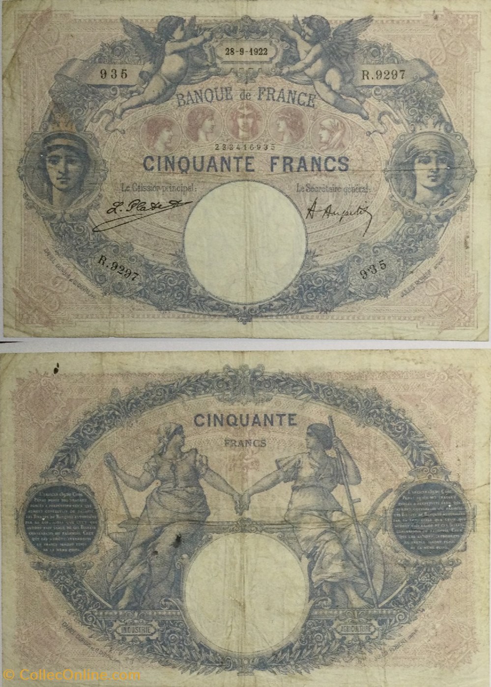 billets europe 50 francs bleu et rose france 1922 f 14 35