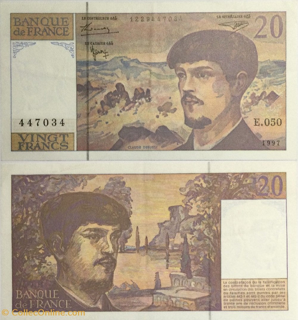 20 Francs DEBUSSY Modifié FRANCE 1997 F.66ter.02 billets europe 20 francs debussy modifie france 1997 f 66ter 02