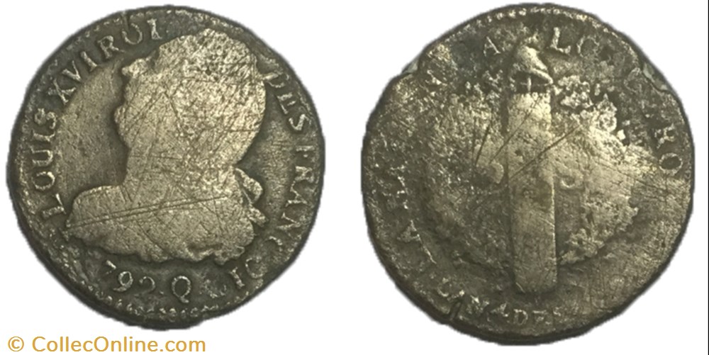 monnaie france moderne 2 sols dit au faisceau 1792 q