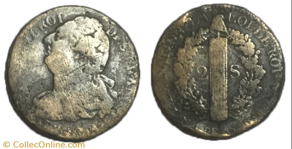 2 sols dit "au faisceau" 1792 .A. monnaie france moderne 2 sols dit au faisceau 1792 a