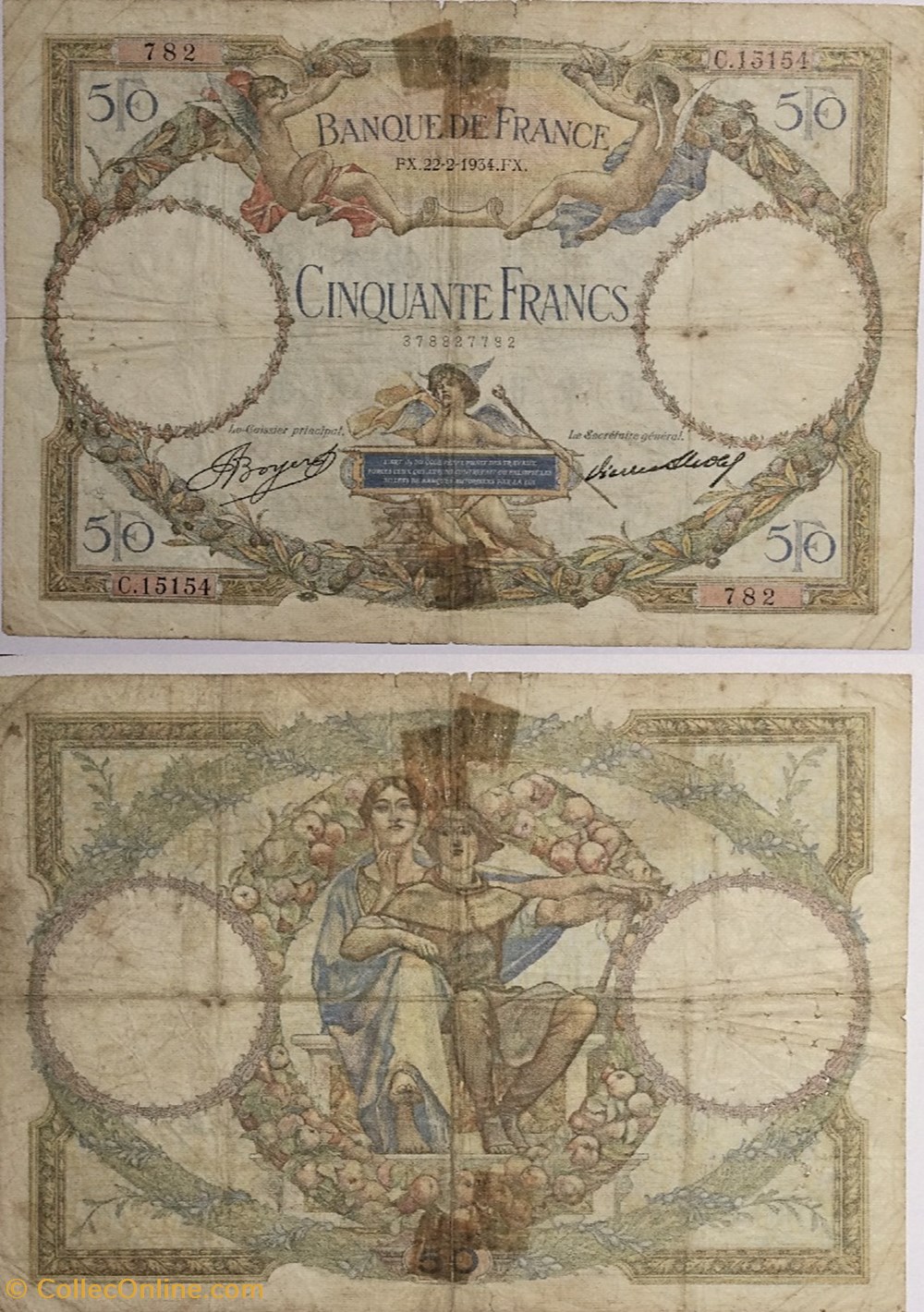 50 Francs LUC OLIVIER MERSON type modifié FRANCE 1934 F.16.05 billets europe 50 francs luc olivier merson type modifie france 1934 f 16 05