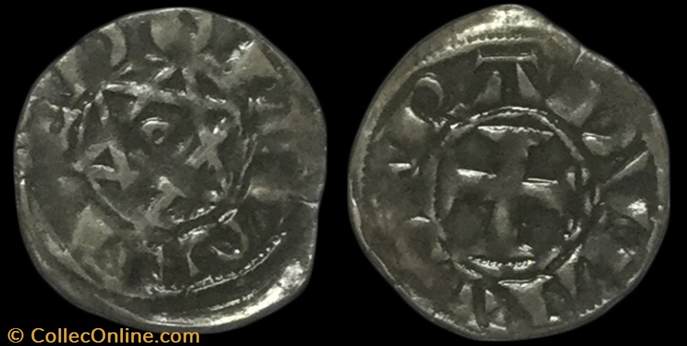 Denier RAOUL VII BERRY - SEIGNEURIE DE DÉOLS (CHÂTEAUROUX) monnaie france feodale denier raoul vii berry seigneurie de deols chateauroux