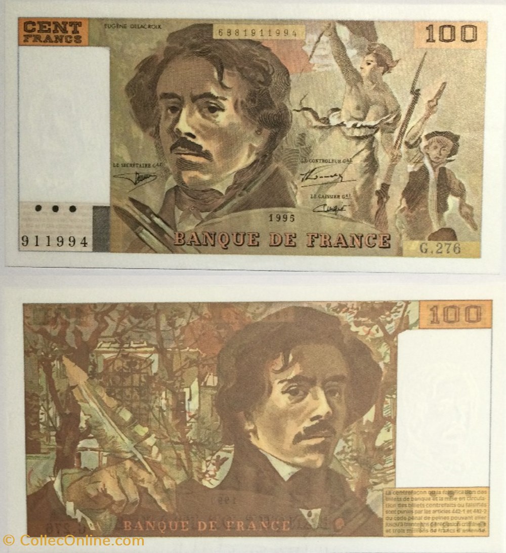 100 Francs DELACROIX FRANCE 1995 F.69ter.02b billets europe 100 francs delacroix france 1995 f 69ter 02b
