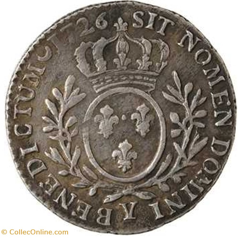 LOUIS XV, DIXIÈME D’ÉCU AUX RAMEAUX D’OLIVIER, 1726 BOURGES monnaies europe medievale france royales louis xv dixieme d ecu aux rameaux d olivier 1726 bourges