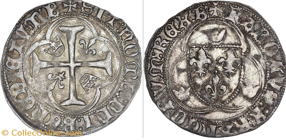 CHARLES VII LE VICTORIEUX Blanc à la couronne n.d. Bourges monnaie france royale charles vii le victorieux blanc a la couronne n d bourges