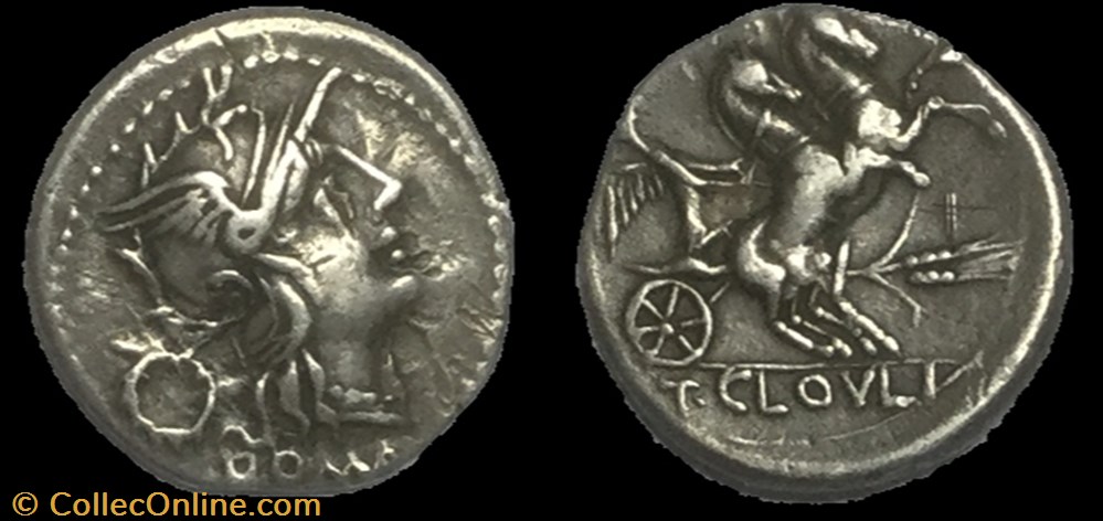 CLOULIA Denier monnaie antique av jc ap romaine cloulia denier