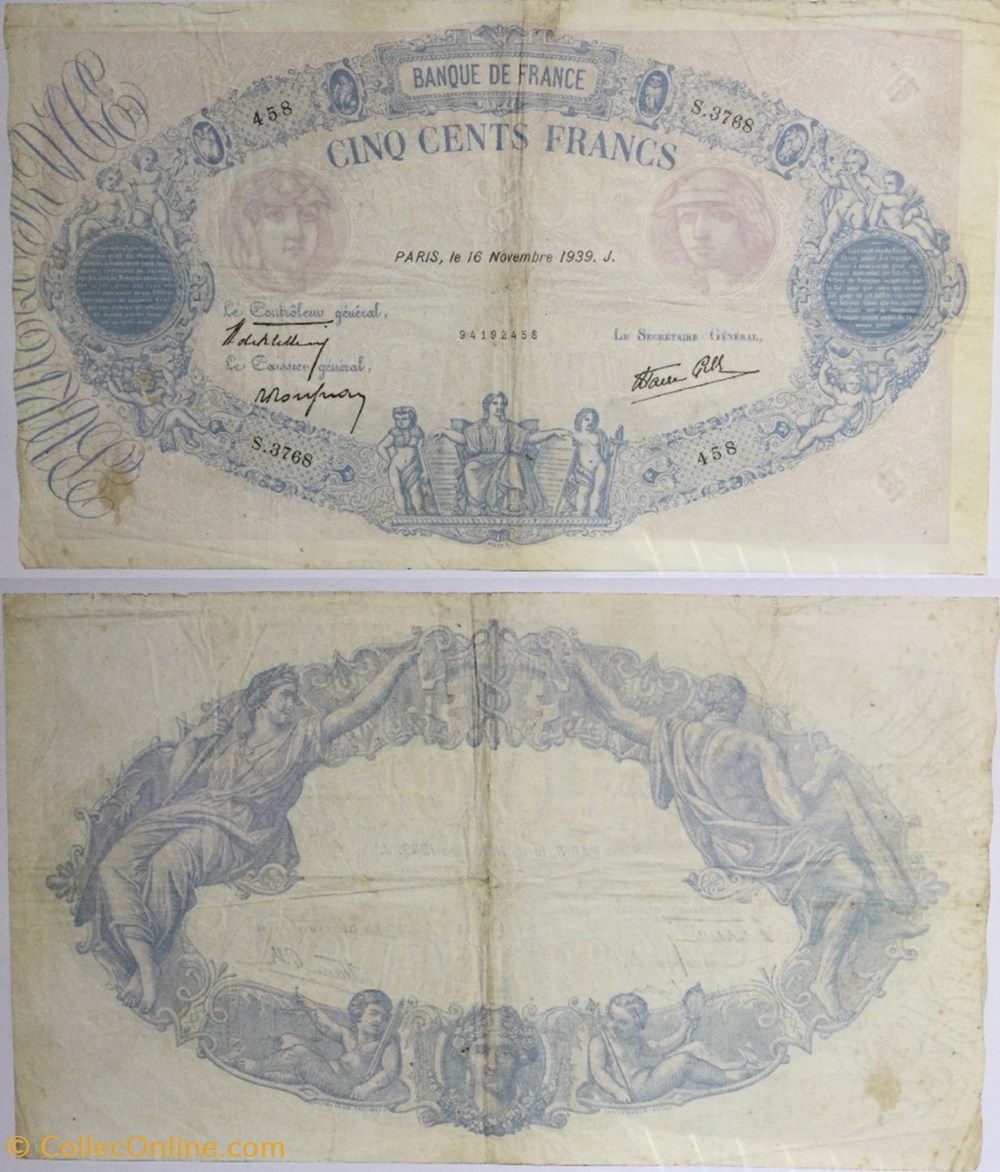 500 Francs BLEU ET ROSE modifié FRANCE 1939 F.31.48 billets europe 500 francs bleu et rose modifie france 1939 f 31 48