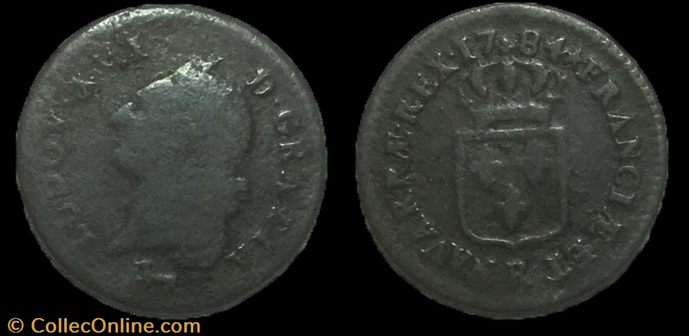 Sol dit à l'écu Louis XVI 1784 R monnaie france royale sol dit a ecu louis xvi 1784 r