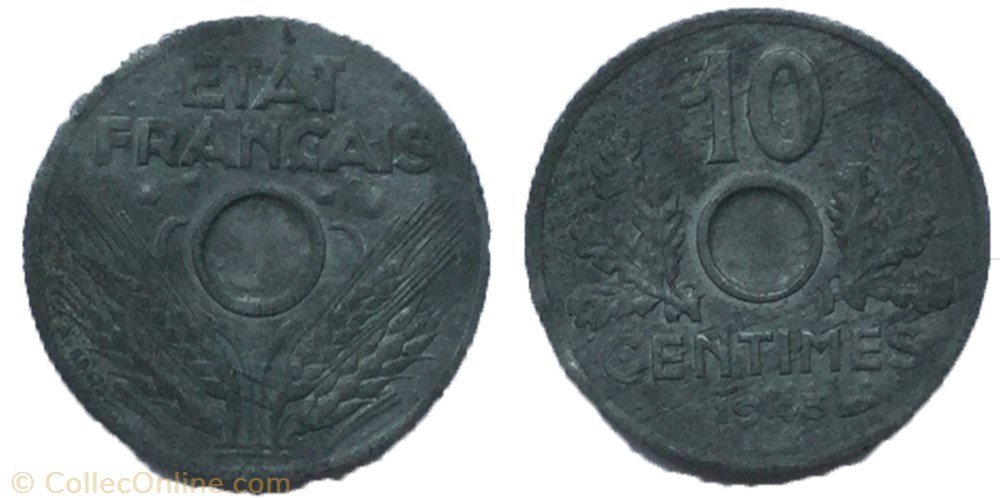 monnaie france moderne 10 centimes etat francais non trouee