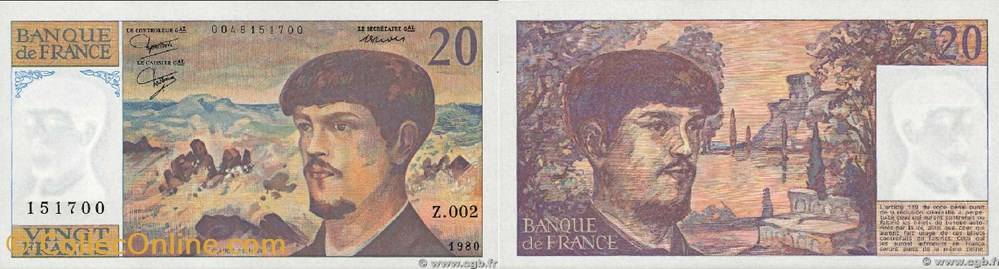 20 Francs DEBUSSY FRANCE 1980 F.66.01 Alphabet-Série : Z.002 n°151700 billets europe 20 francs debussy france 1980 f 66 01 alphabet serie z 002 n 151700