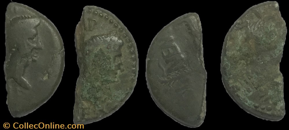 Demi d'As AUGUSTE et AGRIPPA monnaie antique av jc ap romaine demi as auguste et agrippa