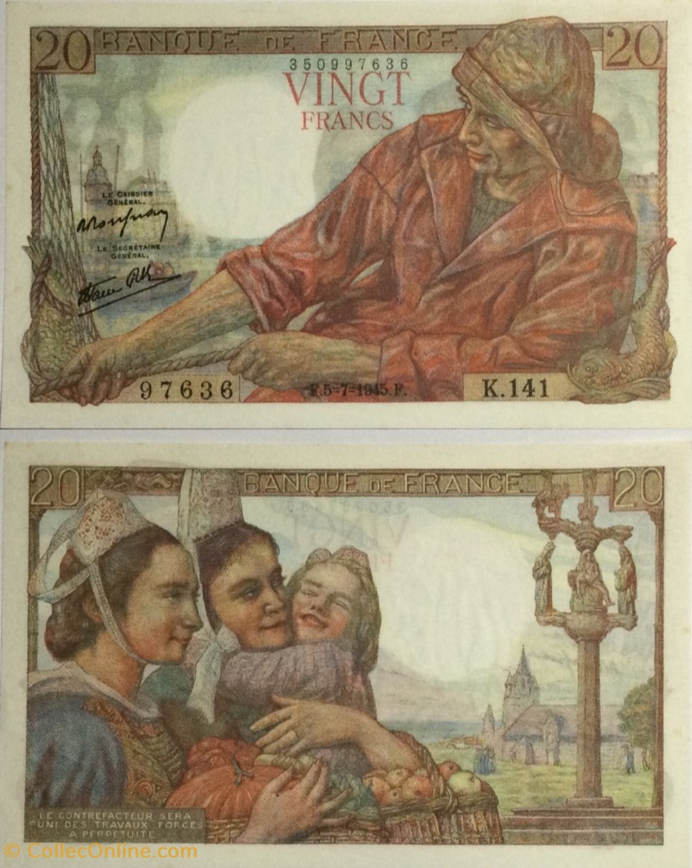 billets euros 20 francs pecheur france 1942 f 13 10