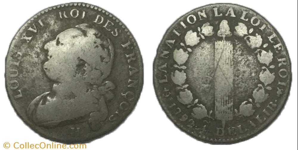 12 deniers dit au faisceau Louis XVI 1792 H monnaie france moderne 12 deniers dit au faisceau louis xvi 1792 h