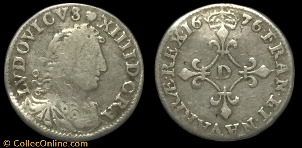Quatre sols dits "des traitants" 1675 Lyon ou Vimy-en-Lyonnais LOUIS XIV LE GRAND OU LE ROI SOLEIL monnaie france royale quatre sols dits des traitants 1675 lyon ou vimy en lyonnais louis xiv le grand ou le roi soleil