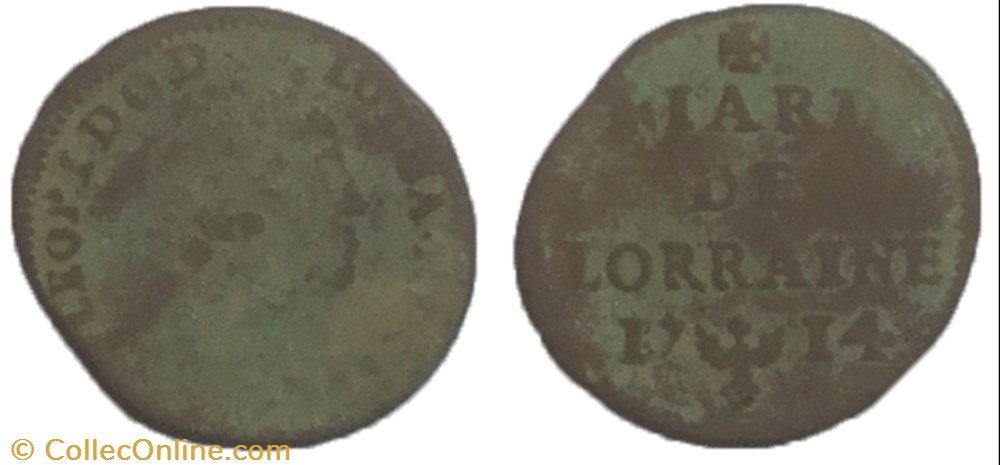 liard de lorraine Léopold 1er 1714 monnaie france feodale liard de lorraine leopold 1er 1714