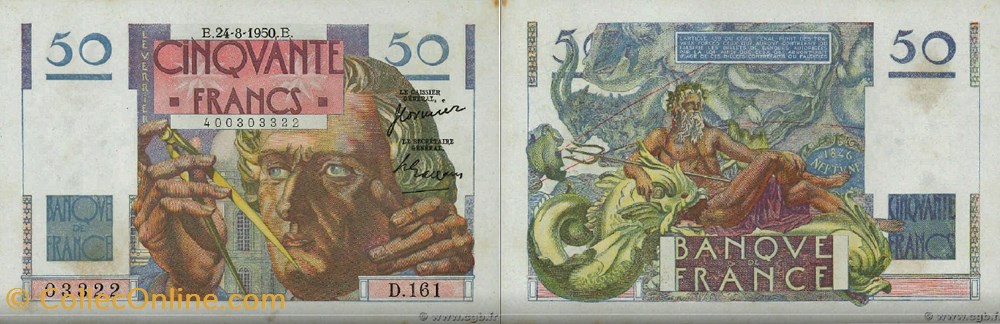 50 Francs LE VERRIER FRANCE 1950 F.20.16 billets europe 50 francs le verrier france 1950 f 20 16